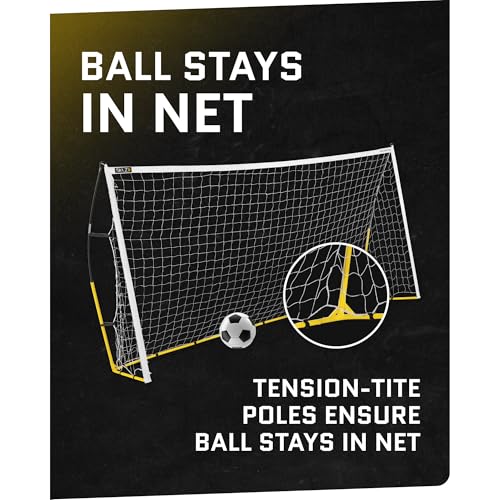 SKLZ Quickster Soccer Goal - Portable Goal for Backyard & Field - Durable Tension-Tite Frame & Heavy Gauge 2-Ply Net - Adjustable Click-Lock Poles, Metal Stakes - Carrying Case with Handle - style: 8 x 5 Feet