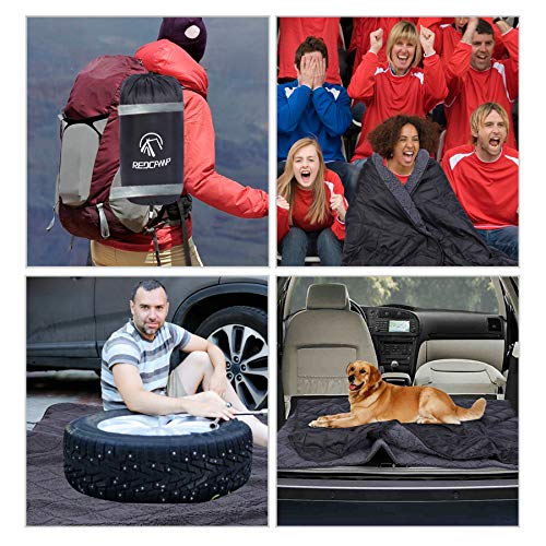 REDCAMP Large Camping Blanket with Sherpa Lining, Cold Weather Warm Outdoor Blanket Windproof for Camping Stadium, Hiking, Machine Washable （59"x 79"） - color: Black 59"x 79"