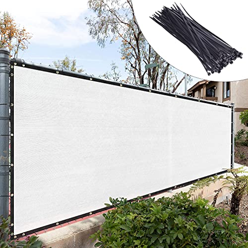 Royal Shade 6' x 50' White Fence Privacy Screen Cover Windscreen with Heavy Duty Brass Grommets - Cable Zip Ties Include (We Make Custom Size) - color: White, size: 0 6' x 5 0'