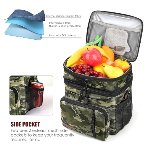 MIYCOO Lunch Bag & Lunch Box for Men Women, Double Deck Leakproof Insulated Soft Large Adult Camping Cooler bag for Work, Beach, Picnic, Travel (Camouflage, 15L) - color: Camouflage