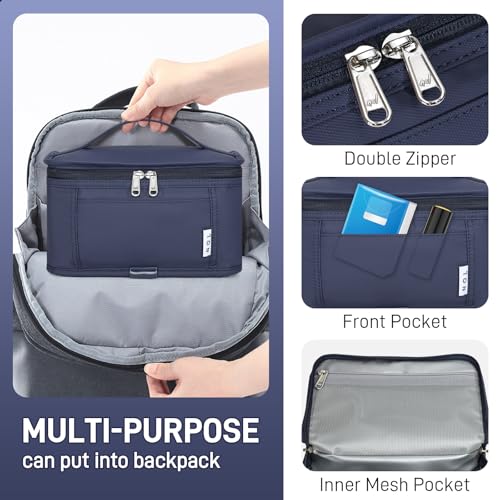 NOL Mini Insulated Lunch Bag for Women Men Kids | Small Leakproof Reusable Lunch Tote | Fits 6 Cans 330ml | Thermal Cooler for Work School Picnic Camping, Navy blue - color: Navy Blue, size: Medium(5 Liters)