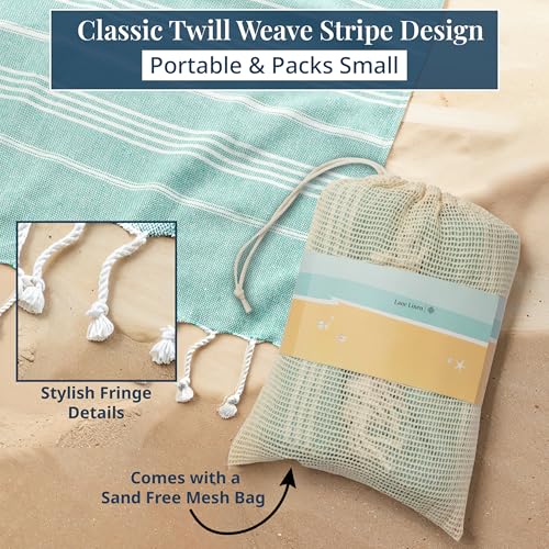 LANE LINEN Beach Towels Oversized - Beach Supplies, Turkish Beach Blanket with Lightweight Sand-Free Feel – 82"x82", Perfect for Poolside Lounging & Park Picnics – Hunter Green - color: 13: Hunter Green, size: Beach Blanket (80" x 80")
