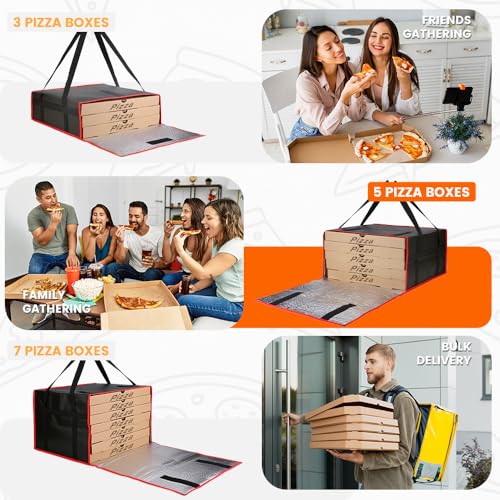Bodaon Pizza Bags for Delivery, 20" x 20" x 10" Pizza Warmer Bags for Carry Hot, Insulated Pizza Delivery Bag for Commercial Use, Pizza Carrier for Food Delivery & Catering, Food Delivery Accessories - color: Black/Red, size: 20" x 20" x 10"H