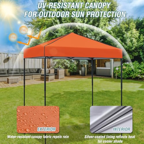 EAGLE PEAK 6x4 Instant Pop Up Canopy Tent, Straight Leg Sun Shelter, Portable Canopy with Carry Bag for Camping, Beach & Sports, Orange - color: Orange, size: No Wall