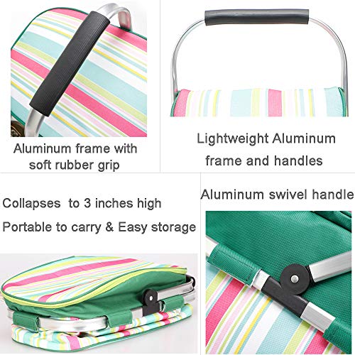 Insulated Picnic Basket 26L Portable Collapsible Market Basket Reusable Picnic Tote with Aluminum Handle Perfect for Camping, Shopping, Travel, Large Size Stylish Cooler Bag (Stripe) - color: Stripe