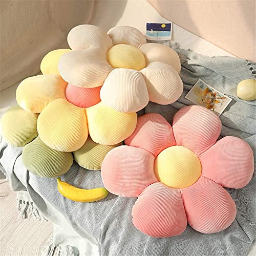LEHU Flower Pillow, Flower Shaped Seating Cushion -Cute Daisy Pillow for Girls Tweens Room Decor Flowe Floor Pillow for Reading and Lounging Comfy (White+yellow-15'') - color: White+yellow, size: 15''