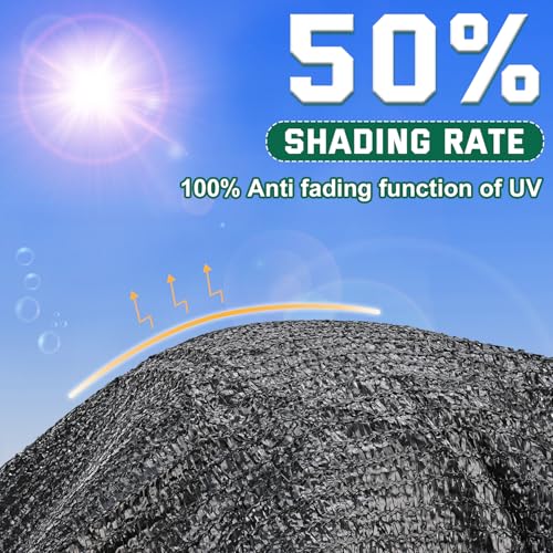 Kesfitt 50% Shade Cloth 12x12 ft, Breathable HDPE Mesh Sun Shade Tarp for Garden & Greenhouse, UV Resistant Outdoor Shade Fabric with Copper Grommets for Plants, Patio, Yard - size: 12ftx12ft, style: 50% Shading Rate