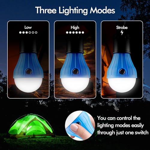 FLY2SKY Tent Lamp 5 Packs Portable Tent Light Clip Hook Hurricane Emergency Lights LED Camping Light Bulb Camping Tent Lantern Equipment for Camping Hiking Backpacking Fishing Outage - style: F-CLOSED-HOOK
