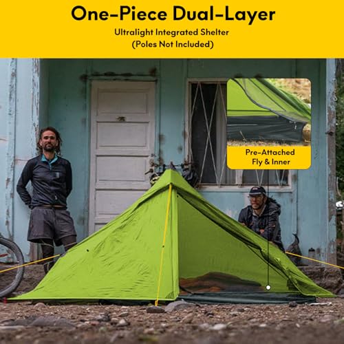 LANSHAN Ultralight Tent 3-Season Backpacking Tent for 1-Person or 2-Person Camping, Trekking, Kayaking, Climbing, Hiking - color: Pro 1-person, green