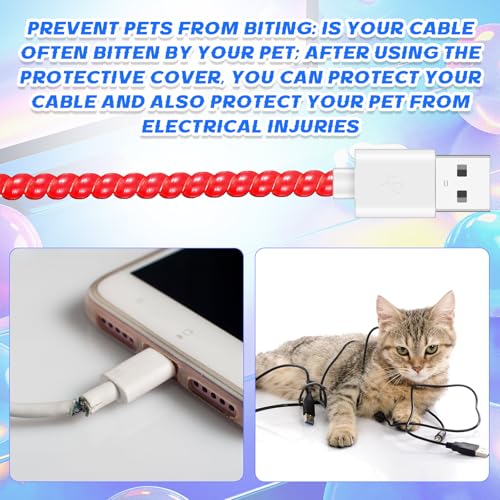 Frienda 10 Pcs Spiral Cord Protector Chargers Protector Pets No Chew Data Cable Protective Sleeve Headphone Charger Saver USB Cable Cover Wire Repair for Phone USB (Pearlescent Color) - color: Pearlescent Color