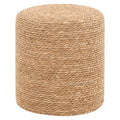 16'' Round Ottoman Natural Seagrass Braided Poof Hand Weaving Round Ottomans Boho Footrest Stool for Home Living Room Bedroom Patio(Natural) - color: Natural