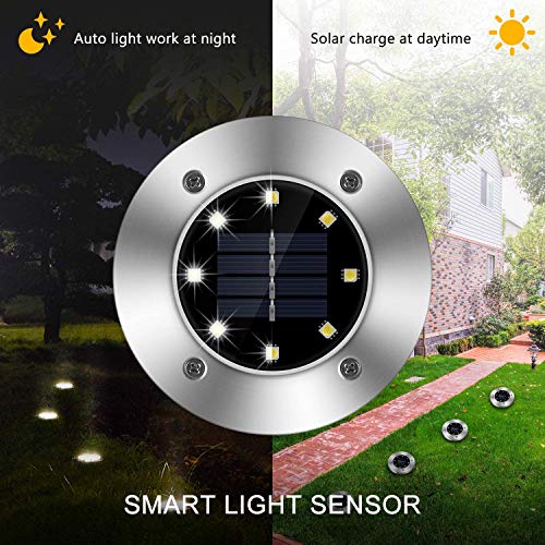 ZGWJ 8 Pack Solar Ground Lights,8 LED Upgraded Outdoor Garden Lights Landscape Lighting for Lawn Pathway Yard Deck Patio Walkway White - color: White Light, size: 8 Pack