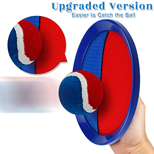 Toss and Catch Game Set, Outdoor Games with 4 Paddles 4 Balls and 1 Storage Bag, Great Outdoor Toys/Gifts for Kids, Classic Beach and Yard Games - color: Yellow and Red