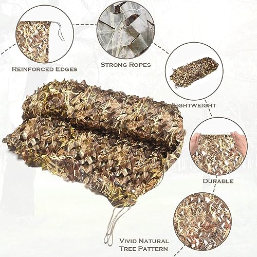 Camo Netting Camouflage Netting 6.5ft×10ft,10ft×10ft, 20ft×20ft,with Mesh Backing, Hunting Blind Nets, Sunshade Canopy, Army Tarp Fence Net for Party Decoration, Photograph and Car Cover - color: Dry Grass, size: 10ftx20ft