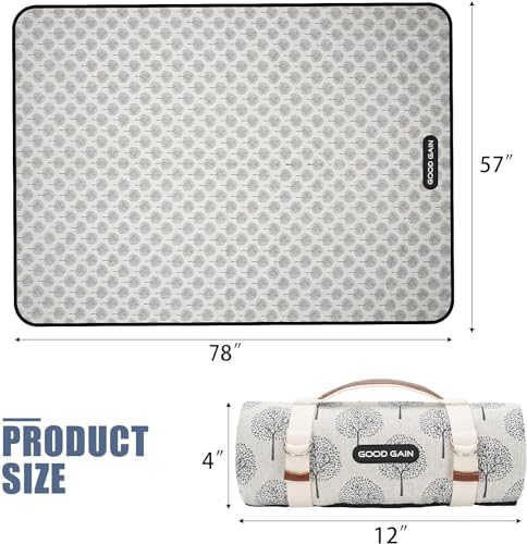 Picnic Outdoor Blankets Waterproof Extra Large - Beach Mat Sand Free Foldable with Carry Strap | Portable Camping Blanket | Park Blanket for Grass Park, Hiking, Travel, Concerts, Indoor (Black Flower) - color: Black Flower