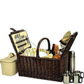 Picnic at Ascot Buckingham Willow Picnic Basket with Service for 4 and Coffee Service - Blue Stripe - color: Brown Wicker-hamptons Plates/Napkins