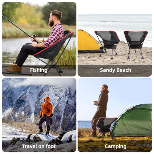 Portable Camping Chair, Ultralight Durable Foldable Chair for Outdoor Camp,Travel, Beach, Picnic, Garden, Sport Sturdy Frame, Comfortable Collapsible Lawn Chair, Supports 330Lbs