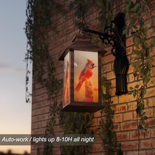 Solar Lanterns Outdoor Waterproof, Cardinal Solar Lights with LED Flickering Flameless Candle, 13'' Cardinal Gifts for Women Grandmas, Red Bird Lanterns Decor for Home Garden Patio Porch, 1 Pack - size: Red 1 Pack