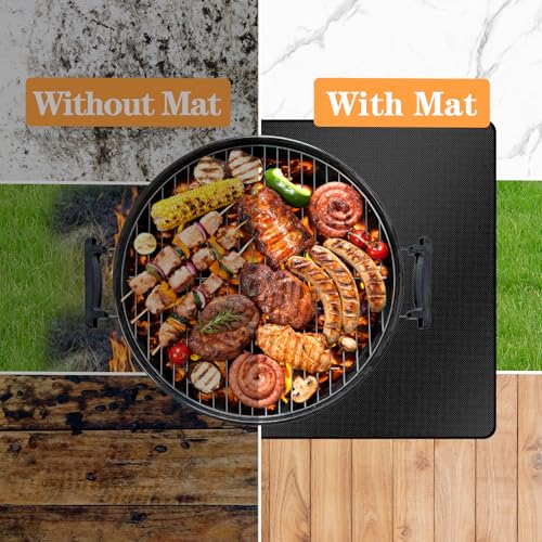 48X36in Grill Mats for Outdoor Grill,Waterproof,OilProof,Fireproof,Fits Most Grills, Smokers, Griddles and Outdoor Charcoal, Flat Top,Deck and Patio Protector - size: 48x36