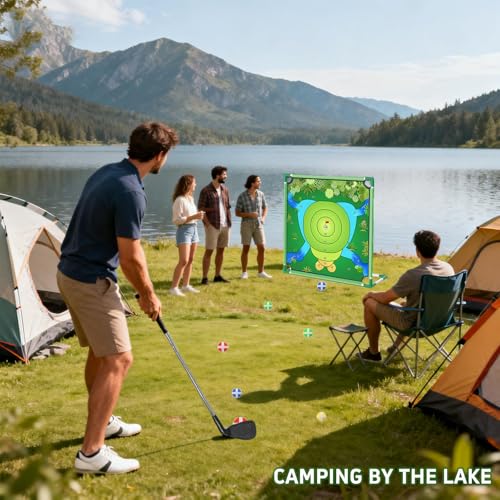 Golf Chipping Game – Portable Yard Practice Set, Indoor & Outdoor Lawn Play for Adults and Family, Backyard, Beach, Office Party, Golf Gifts for Men (Chipping Game+2 Golf Clubs) - color: Chipping Game+2 Golf Clubs
