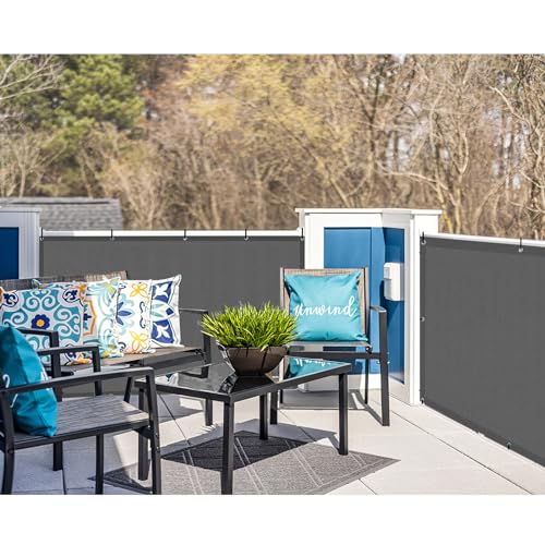 LOVE STORY 2.5' x10' Dark Grey Waterproof Balcony Privacy Screen Cover - Opaque Fence Covering Privacy, 100% Polyester Fabric, UV Protection Shield for Apartment Railing,Outdoor Patio, Deck, Porch - color: Dark Gray, size: 0 2.5' x 1 0' -PES