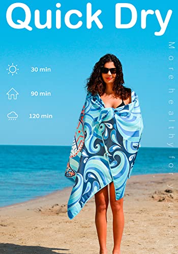 2 Pack Microfiber Lightweight Beach Towel Sand Free Quick Dry Absorbent Thin Compact Towels for Swimming Pool Camping Beach Accessories Large Easy Pack Travel Things for Vacation Essentials Gift - color: 2 Pack Turtle Turtle Mo, size: 32x71 Inch