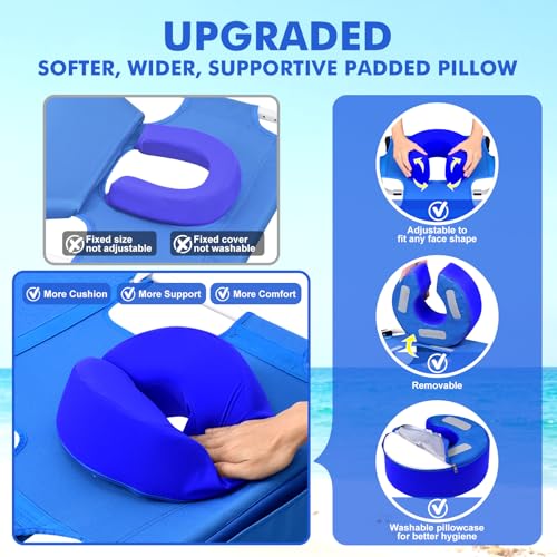 3 in 1 Women Comfort Backpack Tanning Beach Chair with Face Hole Padded Adjustable & Cushion | Portable Folding Lounge Sun Chair for Adult Outside Reading Sunbathing Poolside | Reclining 6 Position - color: Royal Blue / 1 Pack