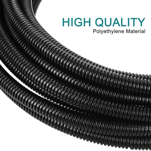uxcell 7/8 Inch x 33 Ft Split Wire Loom Tubing, Guard Convoluted Flex, Protective Split Cable Conduit, Flexible Wire Protector Tubing, Electrical Cord Cover, Black - color: Black, size: 7/8 Inch x 33 Ft