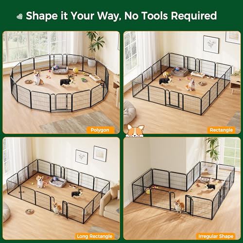 Yaheetech Dog Playpen Outdoor, 24 inch 16 Panels Dog Pen Indoor Heavy Duty Puppy Exercise Pen Metal Pet Fence for RV Camping/Yard/Garden - size: 24"