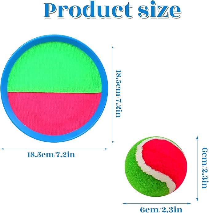 Toss and Catch Game Set - 4 Paddles, 4 Balls and 1 Storage Bag - Great Outdoor Toys/Gifts for Kids - Classic Beach and Yard Games (Green and Red) - color: Green and Red