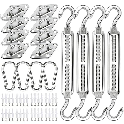 YOFIT 80 Pcs Shade Sail Hardware Kit 6 inch for Triangle Rectangle Sun Shade Sail Installation, 304 Grade Stainless for Garden Outdoors - size: 6 Inch 80 Pcs