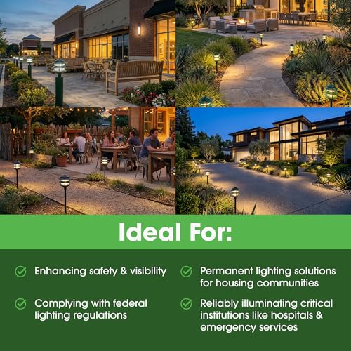 Greenfield Weatherproof Line-Voltage (120V) 3-Tier LED Outdoor Pathway Light – Permanent Outside Light for Walkway, Driveway & Landscaping – Professional Grade & Made in USA – Black - color: Black