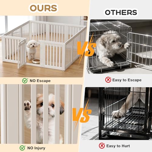 Dog Playpen, Clear Dog Pen, Dog Pen Indoor, Easy to Install and Remove Dog Play Pen, Puppy Playpen Suitable for Dogs, Cats,Dog Playpen Indoor (White, 23.6 inch Height, 12 Panels) - color: white, size: 23.6"Height