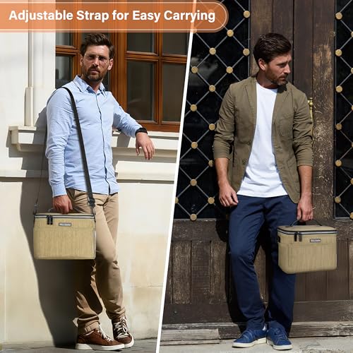 Tirrinia Insulated Lunch Bag for Women Men, Leakproof Lunch Box Containers for Adult, Work, School, Soft Lunchbox for Kids,Boys, Adult Cooler Bag for Picnic Hiking Beach,Khaki - color: Khaki, size: Medium -8L