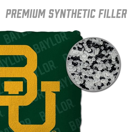 YouTheFan Officially-Licensed NCAA Set of 4 Cornhole Bags - All Weather Regulation 6” x 6” Size - 16oz Weight - Designed in USA - color: Baylor Bears - Green