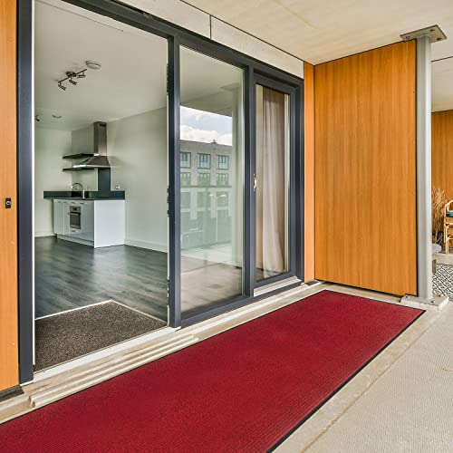 TANYOYO 3' X 10' Commercial Grade Door Floor Mat Brush Step Entrance Mat Vinyl Backed Utility Doormat Heavy Duty Floor Rugs Commercial Outdoor Carpet Indoor Outdoor Entrance Mat， red - color: Red, size: 3'4" x 9'10" (Rectangular)