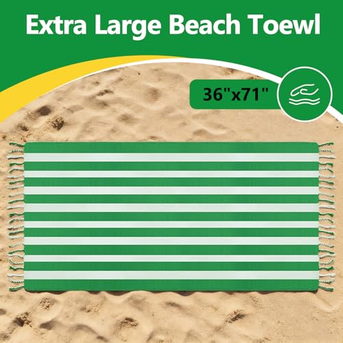 12 Pack Turkish Beach Towel 36"x71" Extra Large Beach Towels Sand Free Bath Towels Adults Lightweight Quick Dry Pool Towels Green - color: Green, size: 12 Pack