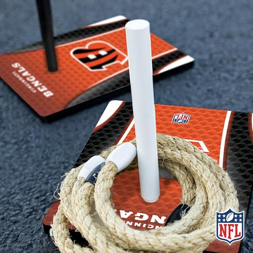 Solid Wood NFL Quoits Set with Direct Print HD Team Graphics – Tailgate Ring Toss Game – Great Gift for Any Football Fan! Ring Toss Family Outdoor Games for The Beach