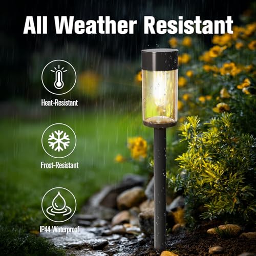 8 Pack Solar Pathway Lights Outdoor Waterproof, High Brightness LED Solar Garden Lights for Patio, Yard, Lawn, Landscape, Driveway, Walkway, Auto On/Off, 3000K