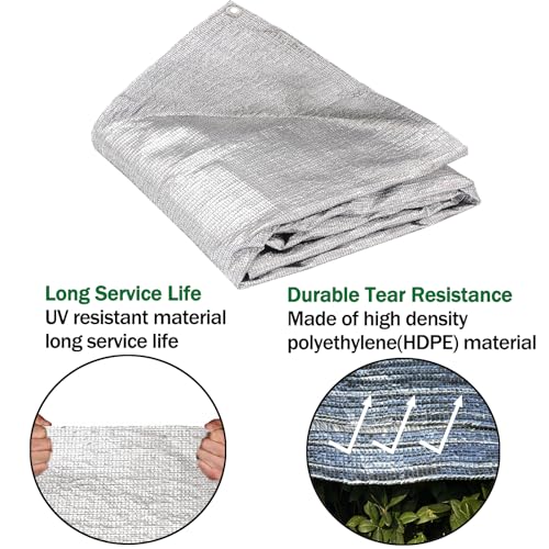 95% Sun Block Heavy Duty Aluminum Foil Shade Cloth with Grommets,8ft x 10ft, Mesh Sun Block Fabric Cover, Canopy, Privacy Screen for Outdoor Patio, Garden, Backyard, Silver - color: 95% Shade Silver, size: 8ft x 10ft