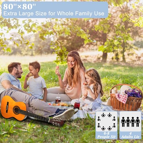 HX&OD Outdoor Picnic Blanket, Extra Large, 80''x80'' Waterproof Foldable Blankets Gingham Picnic Mat for Beach, Camping Grass Lawn Park Accessories Cute Couple Ideas Wedding (Coffee Color, 80”x80”) - color: Coffee Color, size: 6'8" x 6'8" (Square)