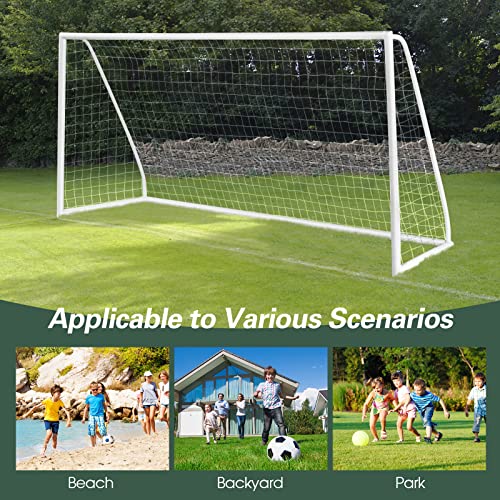 Soccer Goal, 12FT x 6FT/6FT x 4FT All-Weather Soccer Net with Frame, Quick Set-Up, Resilient Netting, Portable Soccer Goals for Backyard School Kids Soccer Training - size: 12FT x 6FT