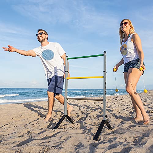 EastPoint Sports Go! Gater Premium Steel Ladderball Set - Features Sturdy Steel Material, Built-in Scoring System, Complete with All Accessories - color: Grey/Yellow
