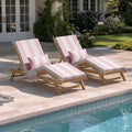 Crestlive Products Foldable Outdoor Chaise Lounge Cushions with Head Pillow and Side Pockets, Water Resistant & Fade Resistant Lounge Chair Cushion, 72''L x 21''W, Set of 2, Pink Stripe - color: Stripe|pink&white, size: 72"l X 21"w