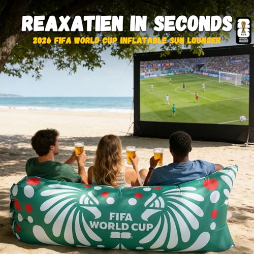 MESUCA FIFA World Cup 2026 Edition Inflatable Sun Lounger, Air Sofa, Blow Up Couch, 210T Polyester Inflatable Camping Chair is Ideal for Backyard, Beach, Travel, Picnics and Music Festivals Green - color: Green