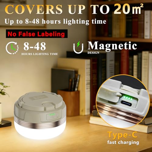 LED Camping Light Rechargeable, 1200LM High Brightness Tent Light with Magnet & 4 Modes Camping Lantern, Portable Hanging Lantern for Power Outages, Hurricanes, Home Emergency, Outdoor--2 Pack - color: 2 Pack