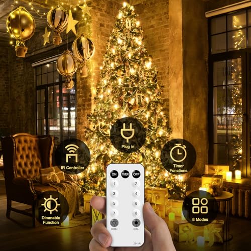 JMEXSUSS Outdoor Christmas Lights Plug in: 315ft 1200 LED Christmas Tree Lights with Remote - 8 Modes Warm White Xmas String Light for Wedding Holiday Yard Party Indoor Decoration - color: Warm White, size: 1200 LED