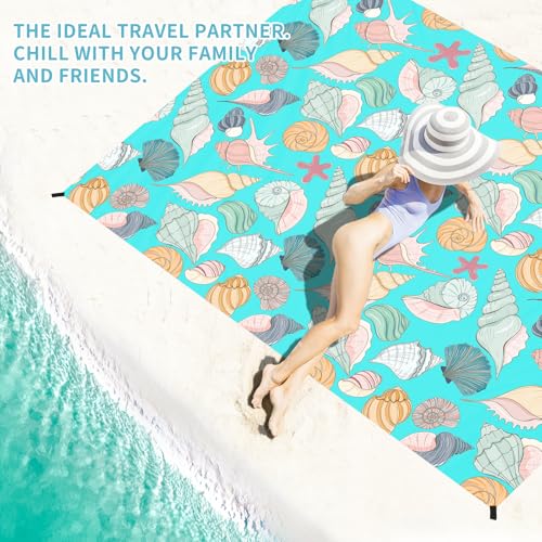 Beach Blanket 78''×110'' Suits 1-7 Adults Waterproof Sandproof Lightweight Oversized Large Picnic Mat Blanket for Beach Travel Camping Picnic Hiking - color: Conch, size: 9'2" x 6'6"