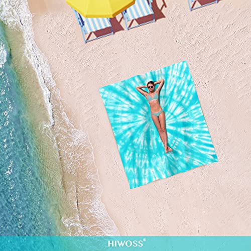 Beach Blanket Waterproof Sandproof Oversized 95”x 80”,Sand Free Beach Mat with Corner Pockets,Portable Mesh Bag for Beach Festival,Picnic,Travel and Outdoor Camping (Tiffany) - color: Tiffany