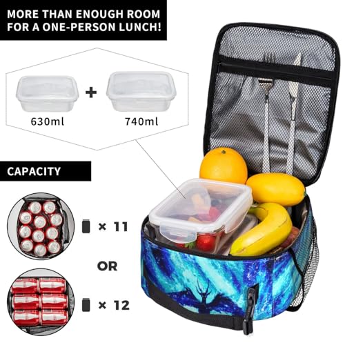 Cool Blue Dragon Insulated Lunch Bag Portable Reusable Zipper Lunch Box For Men Women Work Picnic Travel Camping - color: Black21